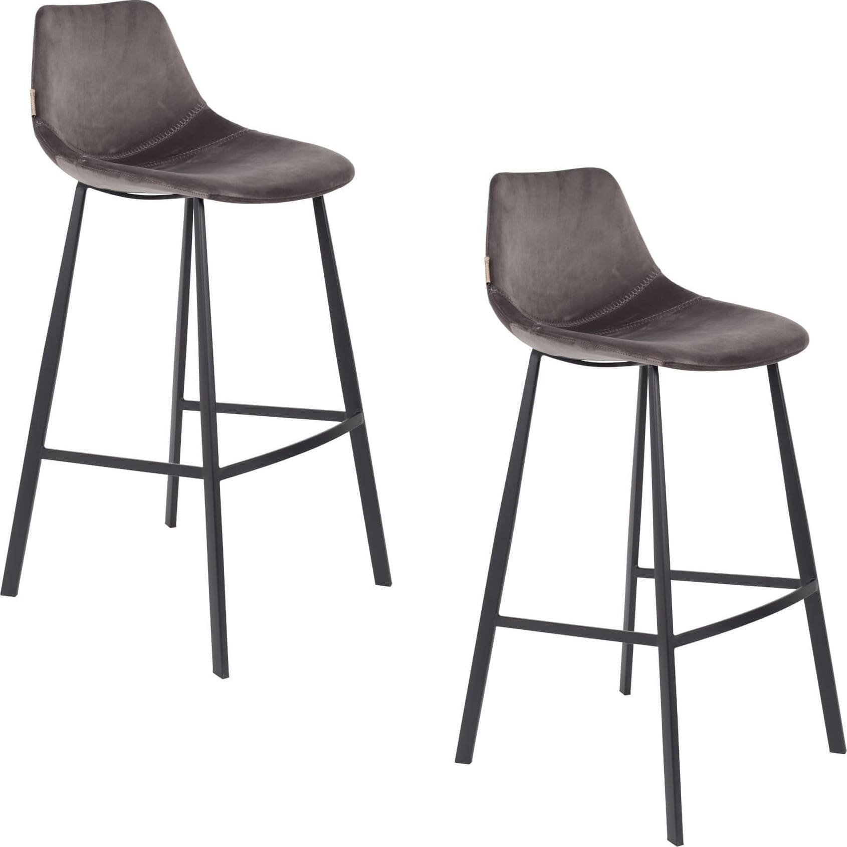 Barstoel Franky Velvet Grey - h85 - Afbeelding 15