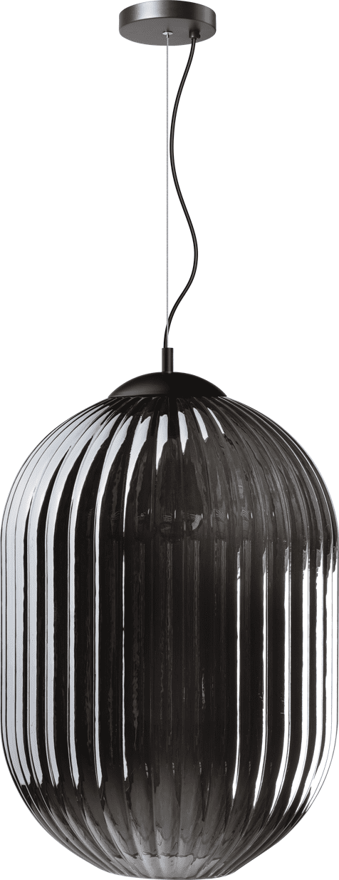 ETH Glamm L Hanglamp 1x E27 Smoke Ribbel Glas Dia 40cm H50 / Zwart ETH verlichting Hanglamp 05-HL4574-3036