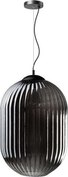 ETH Glamm L Hanglamp 1x E27 Smoke Ribbel Glas Dia 40cm H50 / Zwart ETH verlichting Hanglamp 05-HL4574-3036