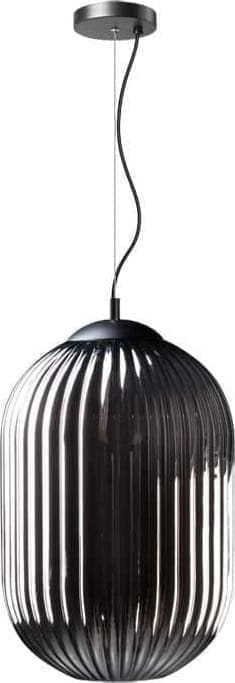 ETH Glamm M Hanglamp 1x E27 Smoke Ribbel Glas Dia 30cm H43 / Zwart ETH verlichting Hanglamp 05-HL4572-3036