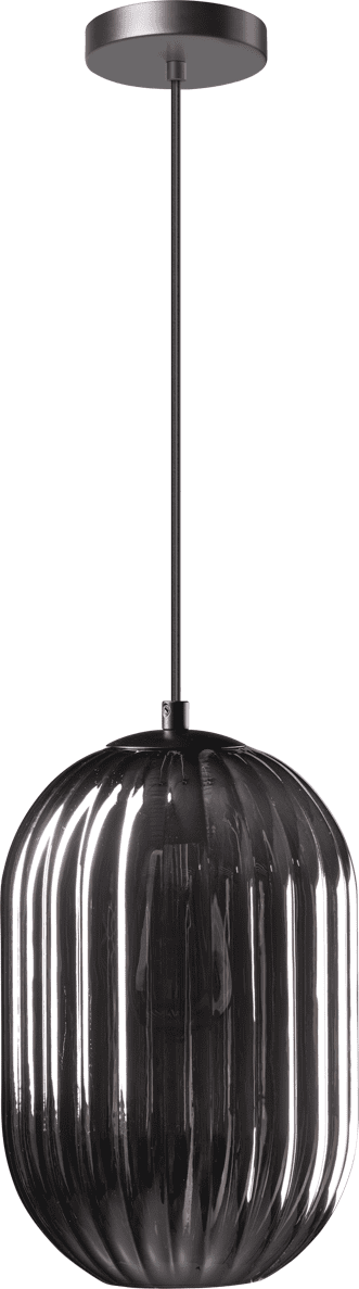 ETH Glamm S Hanglamp 1x E27 Smoke Ribbel Glas Dia 20cm H30 / Zwart ETH verlichting Hanglamp 05-HL4570-3036