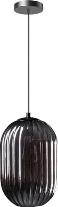 ETH Glamm S Hanglamp 1x E27 Smoke Ribbel Glas Dia 20cm H30 / Zwart ETH verlichting Hanglamp 05-HL4570-3036