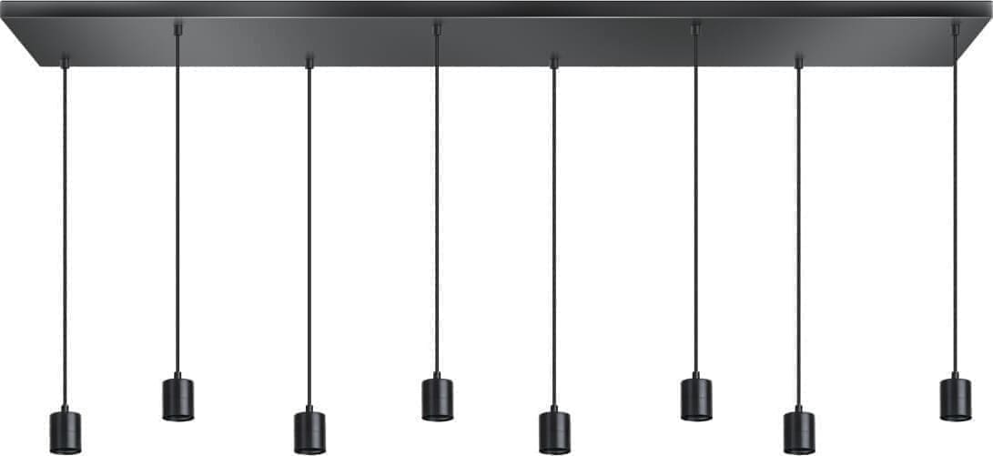 ETH Origin Hanglamp Balk 8x E27 1600x300x25mm 200cm Kabel Zwart Zonder Glas ETH verlichting Hanglamp 05-HL4299-30