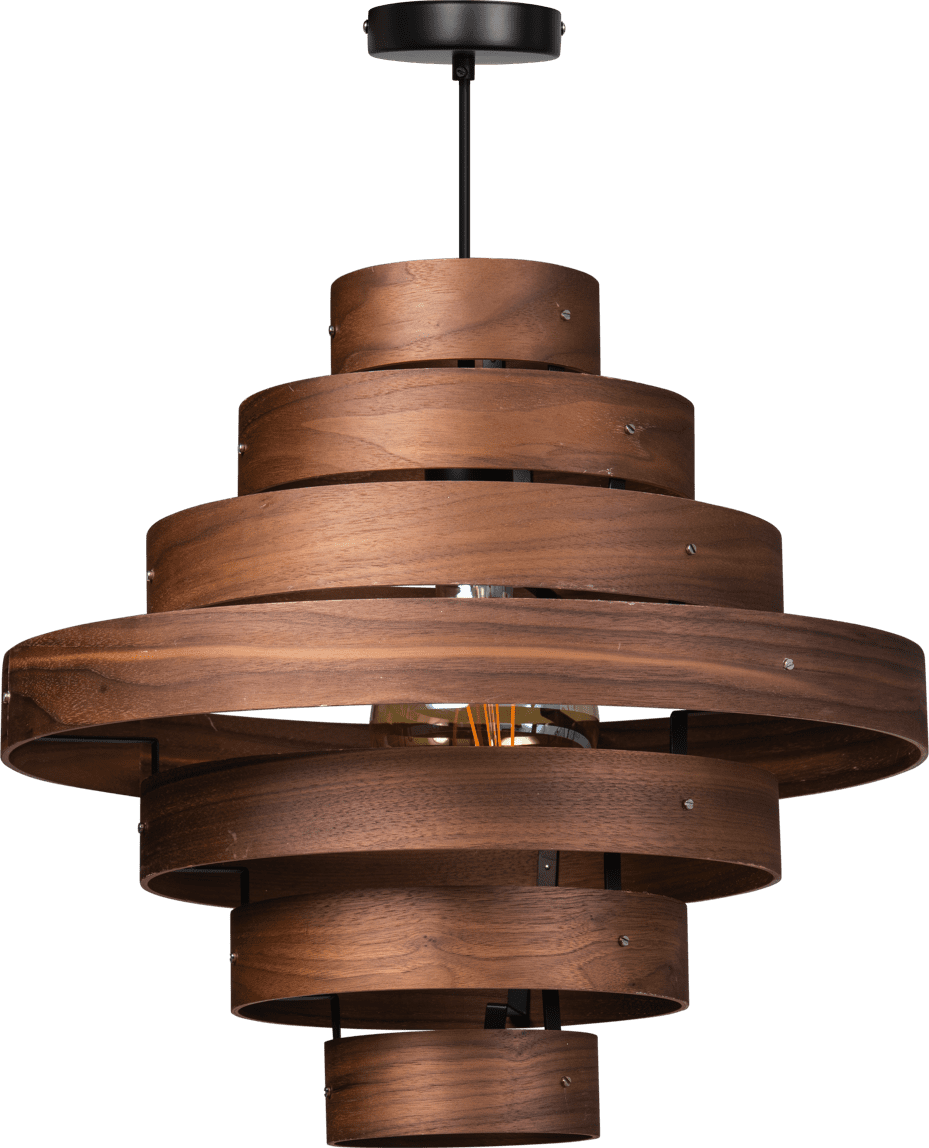 ETH Walnut Hanglamp 1x E27 7 Rings Hout ETH verlichting Hanglamp 05-HL4453-77