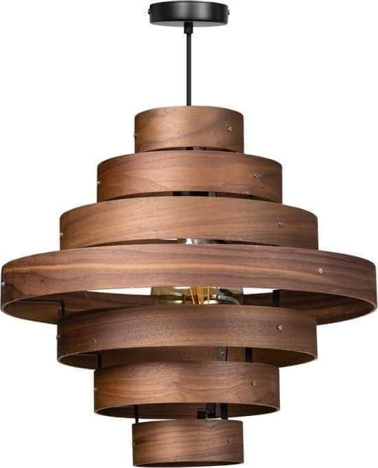 ETH Walnut Hanglamp 1x E27 7 Rings Hout ETH verlichting Hanglamp 05-HL4453-77