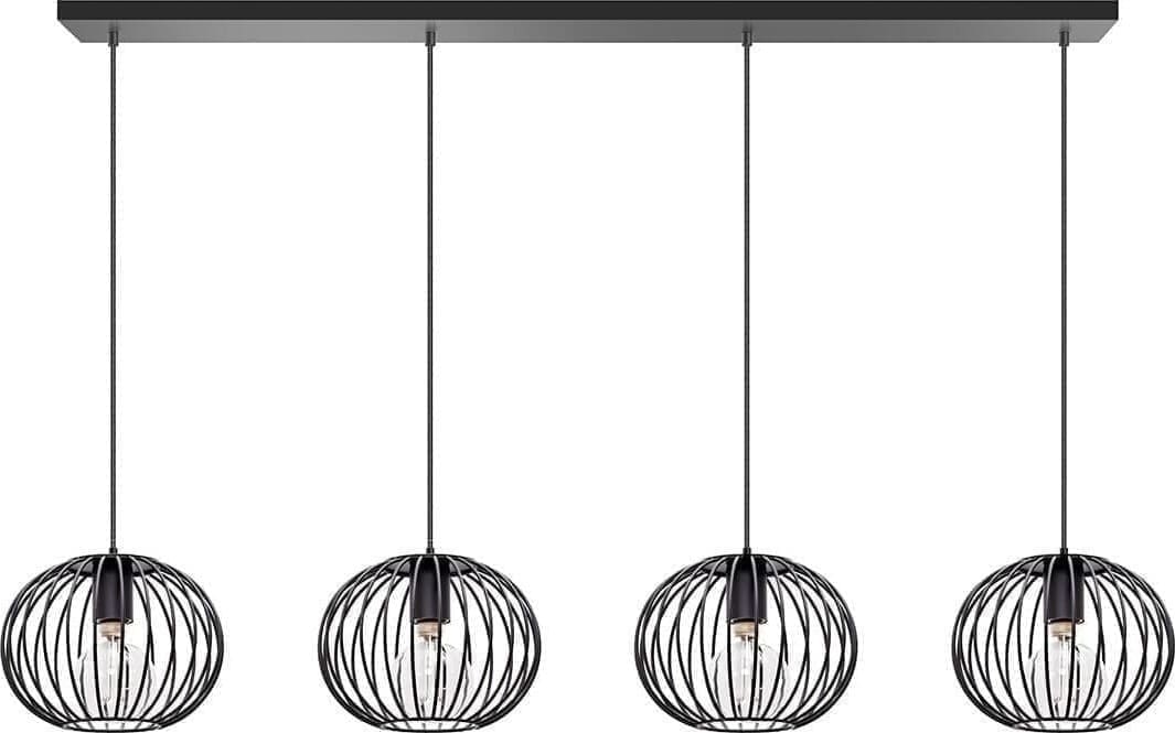 ETH Wire 2.0 Balk 120cm/12cm 4x E27 25cm Zwart / 2 Mtr Wire ETH verlichting Hanglamp 05-HL4416-30