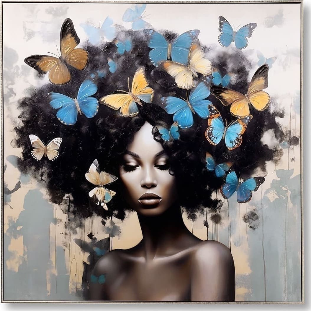 Feelings Wonen meubelen Blue butterfly lady wanddecoratie Blauw Wanddecoratie