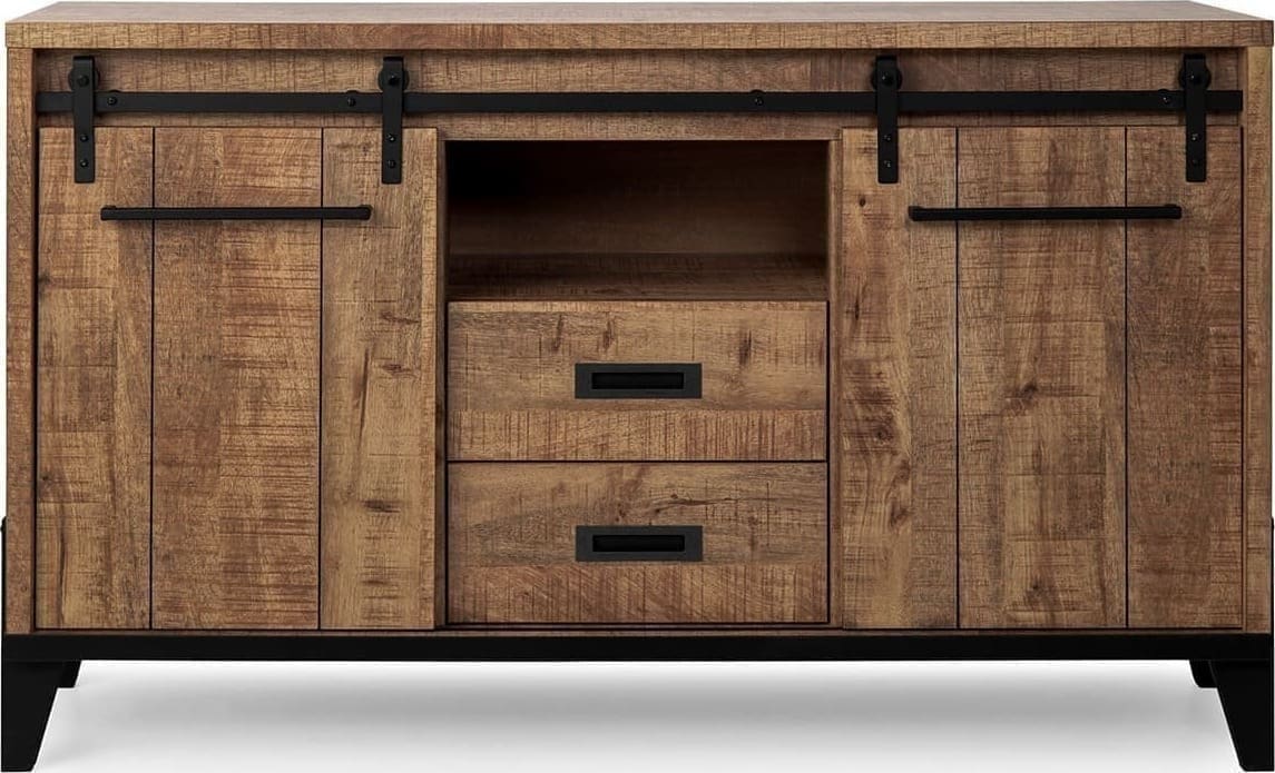 Feelings Wonen meubelen Camino dressoir dark mango 2D, OV, 2L Bruin|Naturel Dressoir