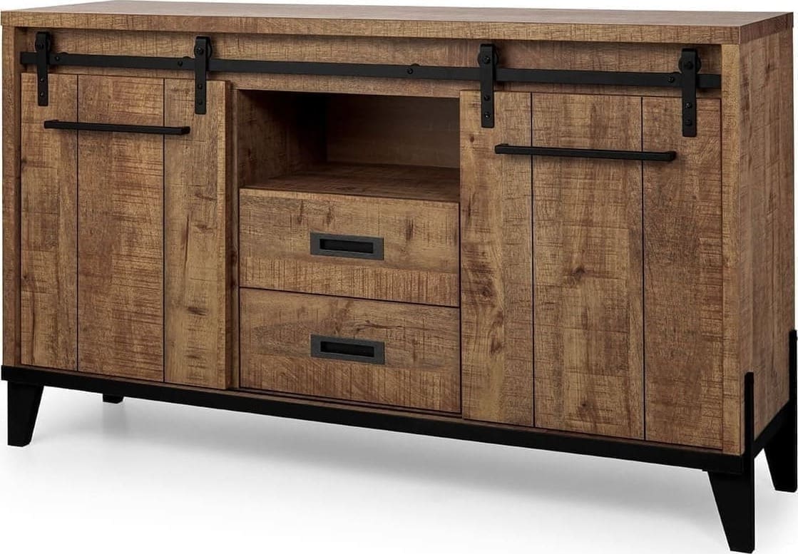 Feelings Wonen meubelen Camino dressoir dark mango 2D, OV, 2L Bruin|Naturel Dressoir