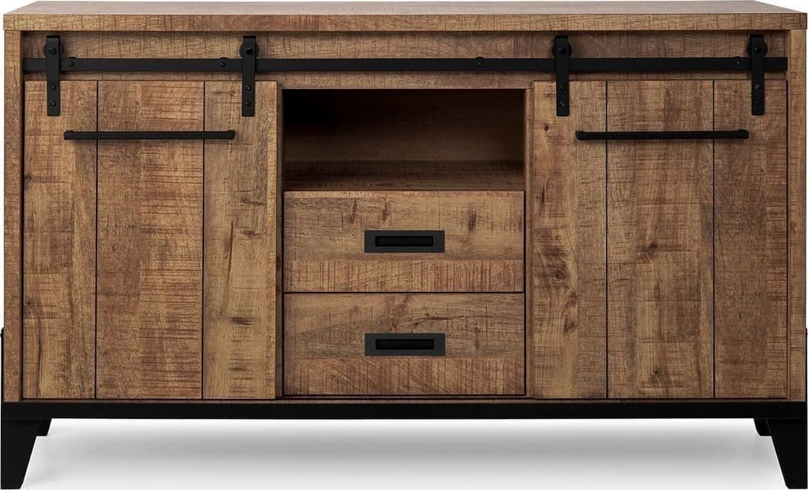 Feelings Wonen meubelen Camino dressoir dark mango 2D, OV, 2L Bruin|Naturel Dressoir