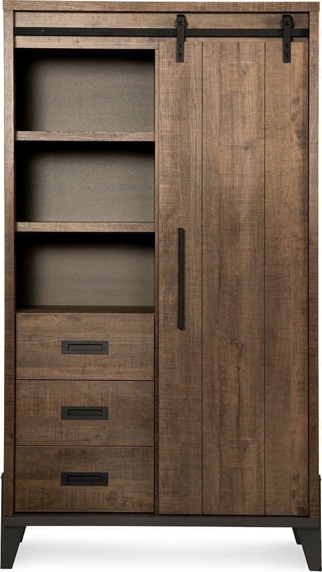 Feelings Wonen meubelen Camino wandkast dark mango 1D, 3L, OV Bruin|Naturel Bergkast