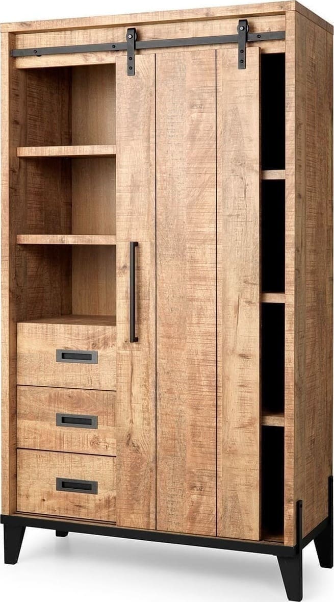 Feelings Wonen meubelen Camino wandkast mango 1D, 3L, OV Bruin|Naturel Bergkast