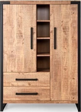 Feelings Wonen meubelen Kopenhagen barkast 2D+2L+4OV Naturel Bergkast