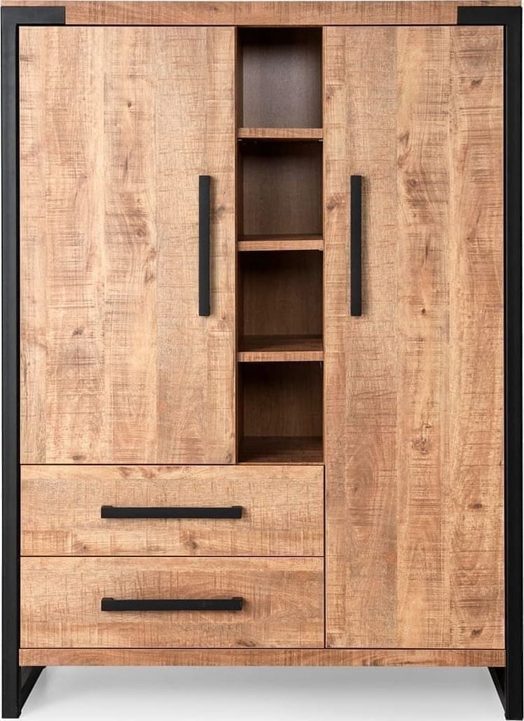 Feelings Wonen meubelen Kopenhagen barkast 2D+2L+4OV Naturel Bergkast