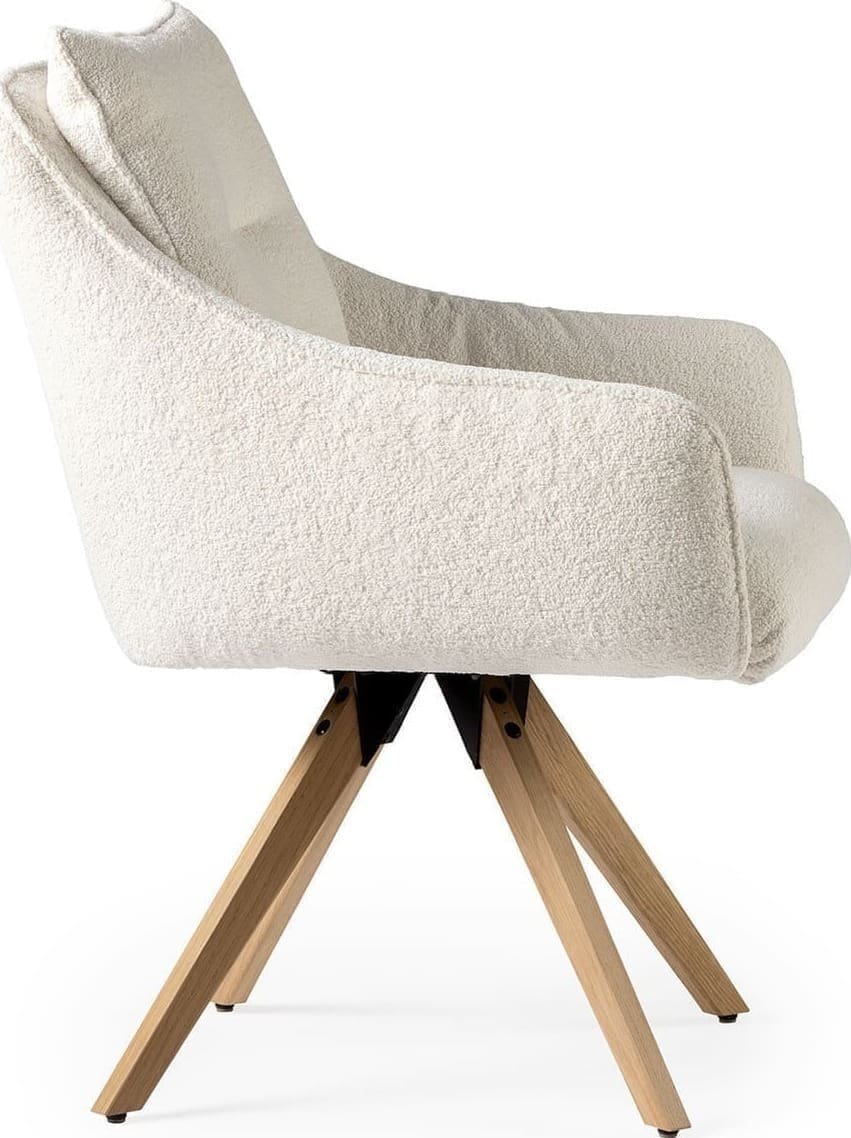 Feelings Wonen meubelen Sven eetkamerstoel + draaisysteem cream + houten poot Beige Eetkamerstoel