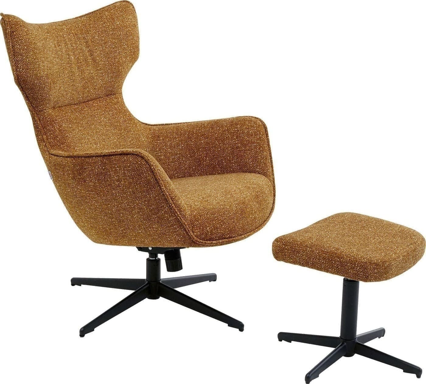 Draaistoel Met Arm + Hocker Jules Yellow Kare Design Armstoel 70822