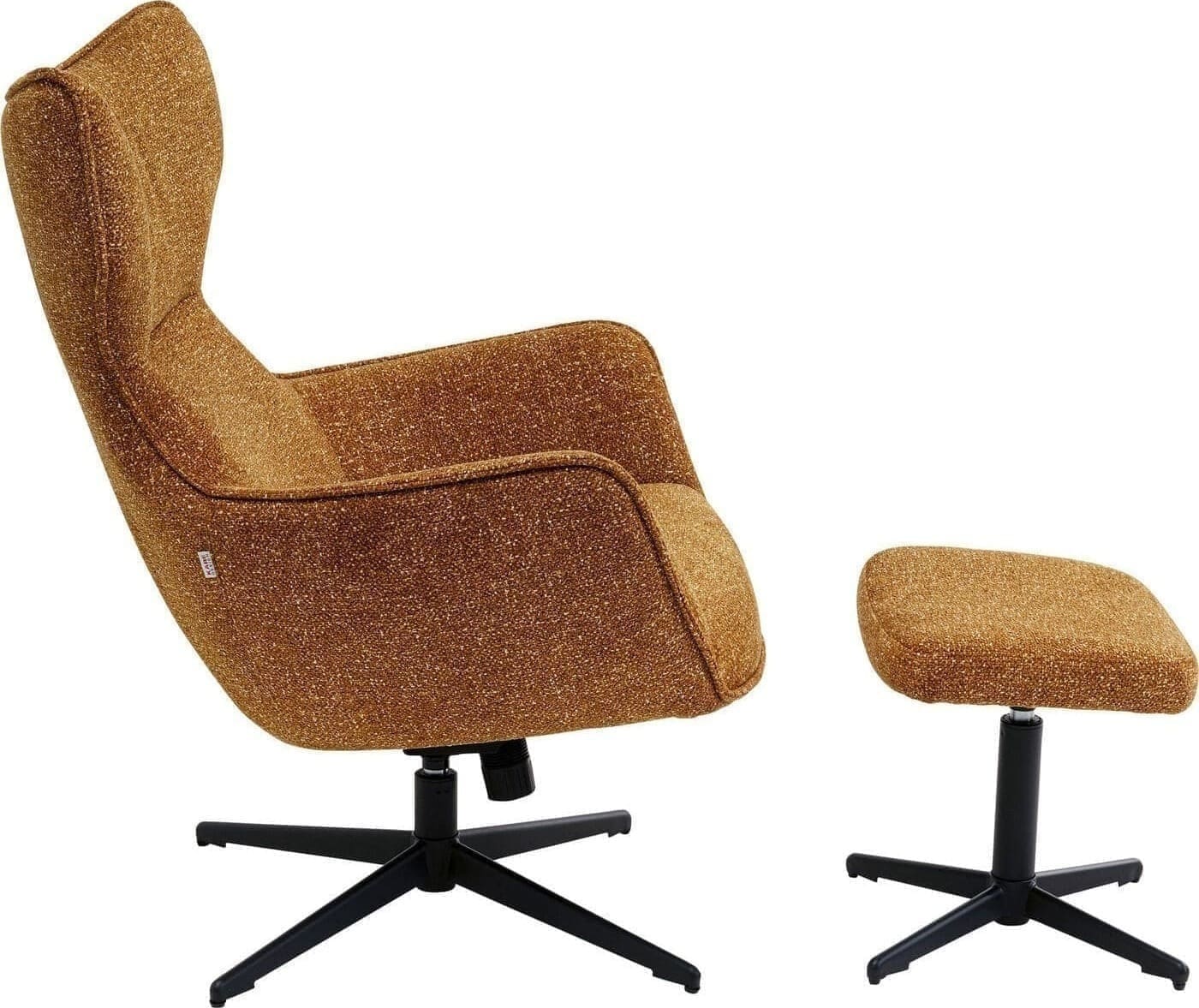 Draaistoel Met Arm + Hocker Jules Yellow Kare Design Armstoel 70822