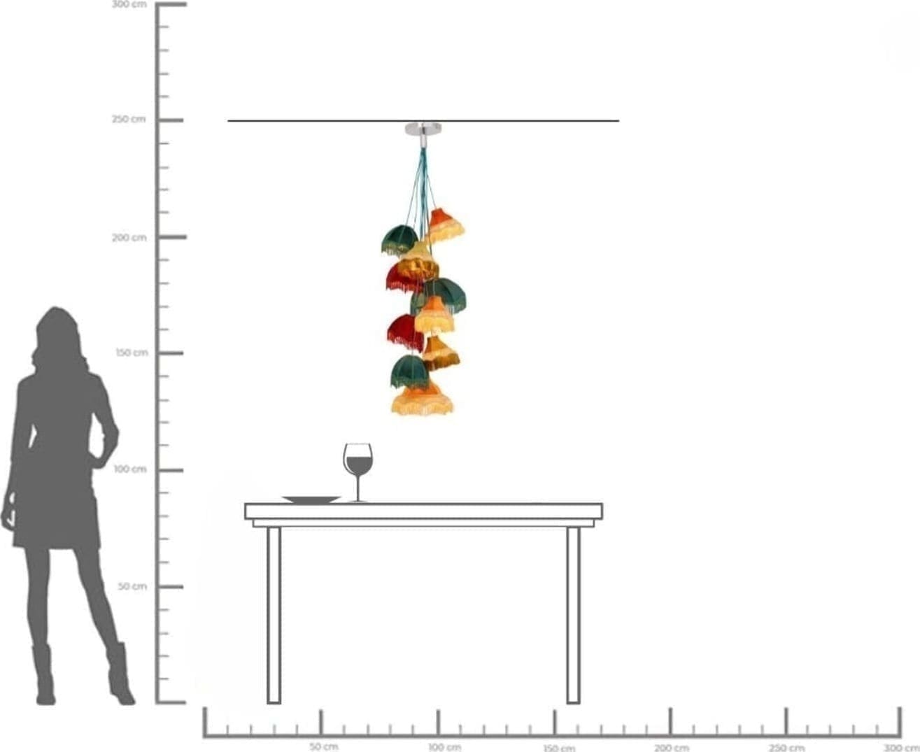 Hanglamp Saloon Fringes 10-lite Kare Design Hanglamp 57465
