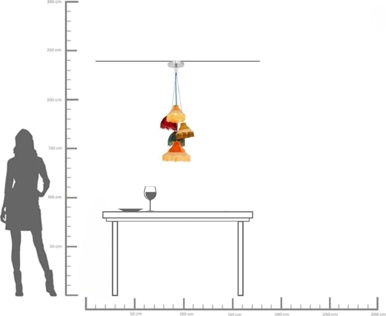 Hanglamp Saloon Fringes 5-lite Kare Design Hanglamp 57466