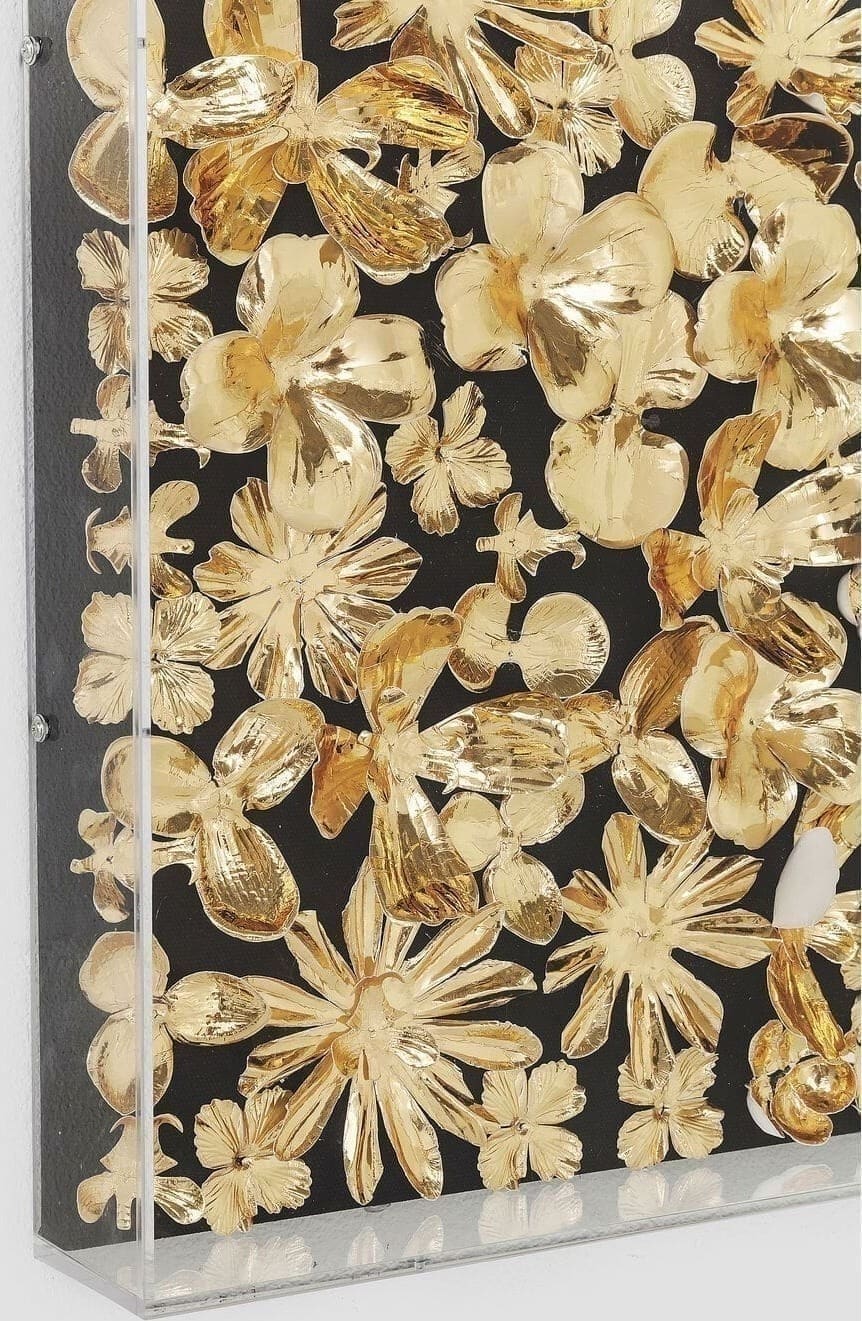 Object Schilderij Gold Flower 120x120cm Kare Design Beeld 39249
