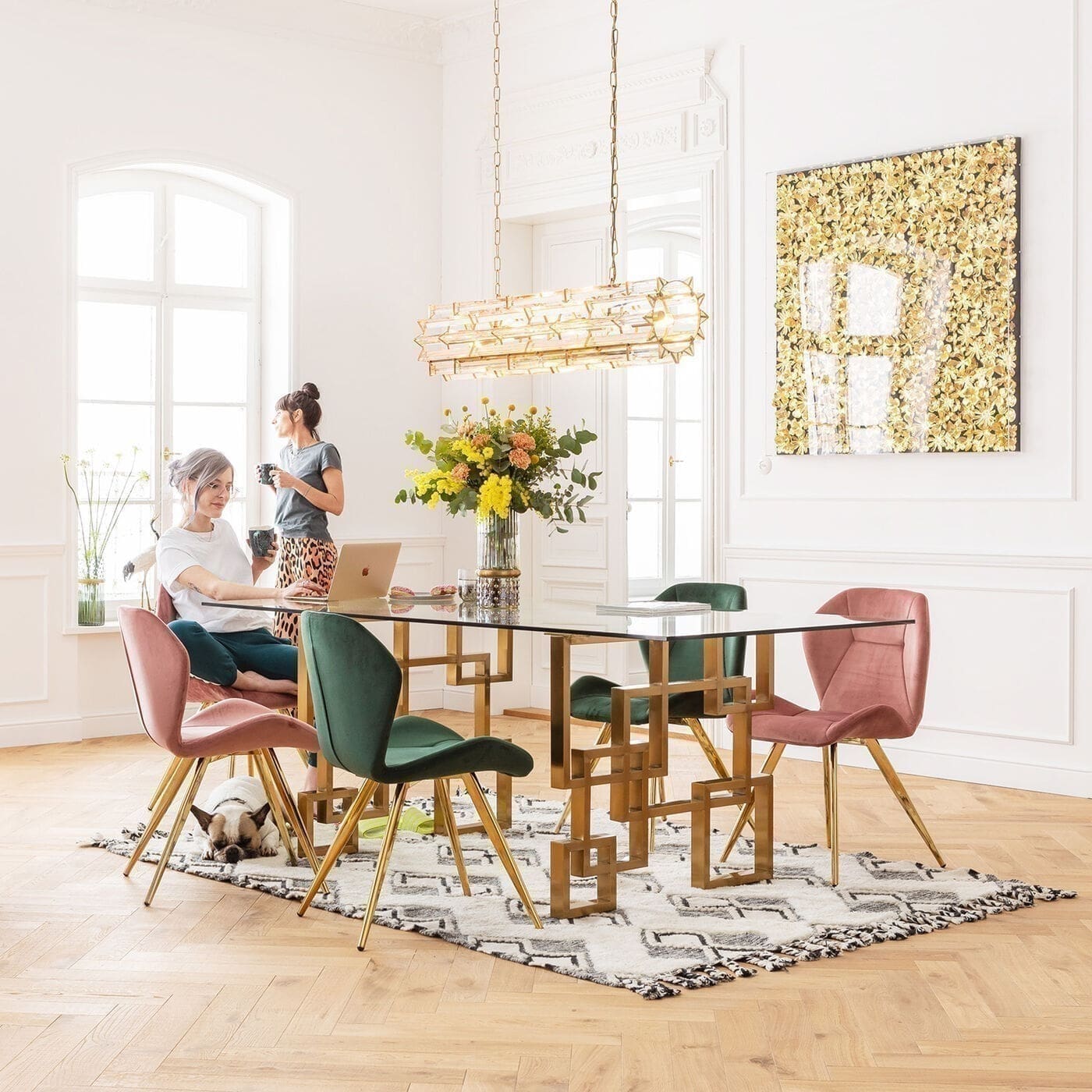 Object Schilderij Gold Flower 120x120cm Kare Design Beeld 39249