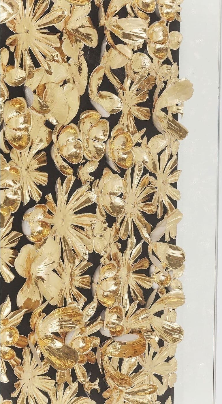 Object Schilderij Gold Flower 120x120cm Kare Design Beeld 39249