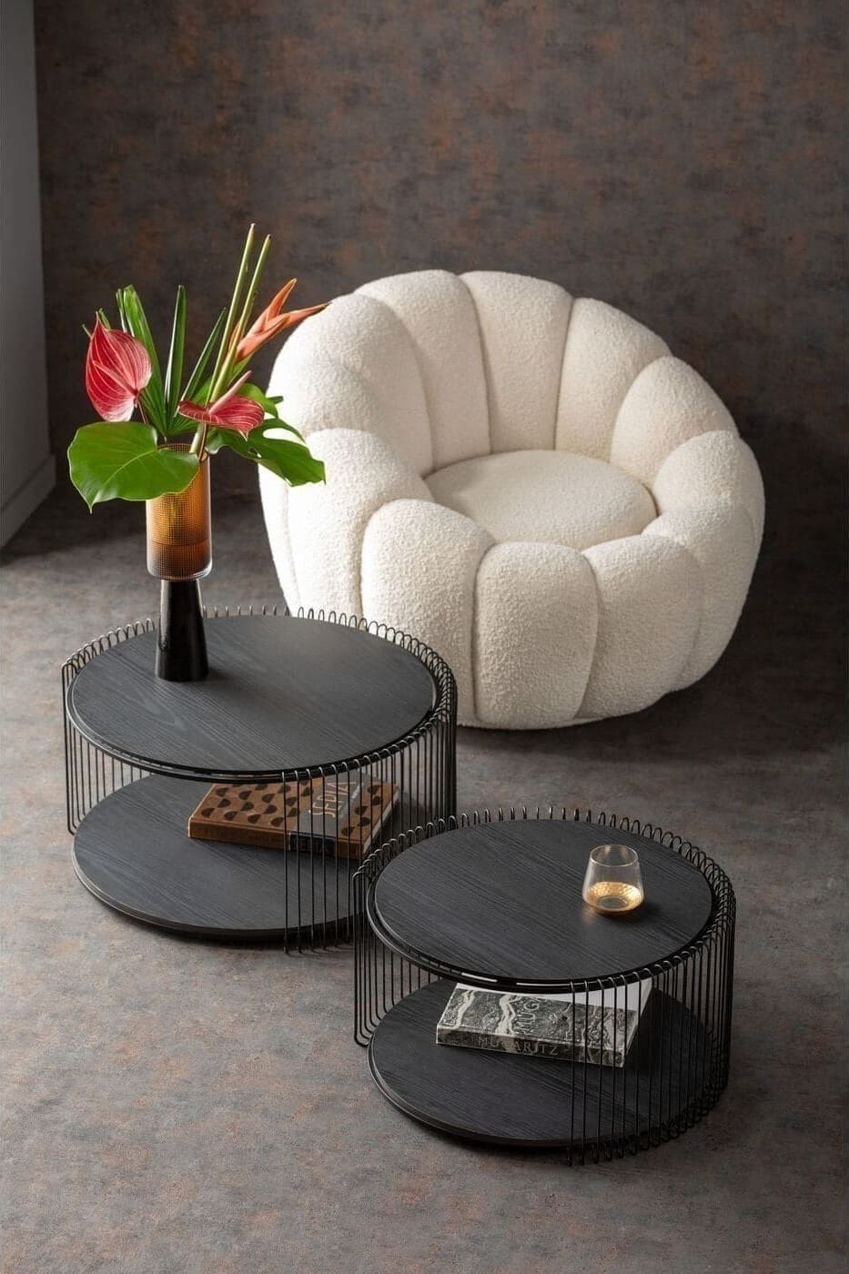 Salontafel Wire Double Black Wood (2/Set) Kare Design Salontafel 87960