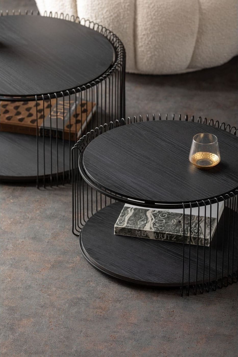 Salontafel Wire Double Black Wood (2/Set) Kare Design Salontafel 87960