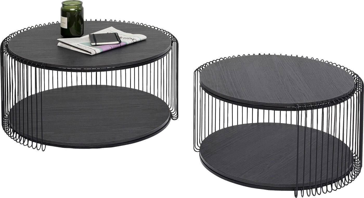 Salontafel Wire Double Black Wood (2/Set) Kare Design Salontafel 87960