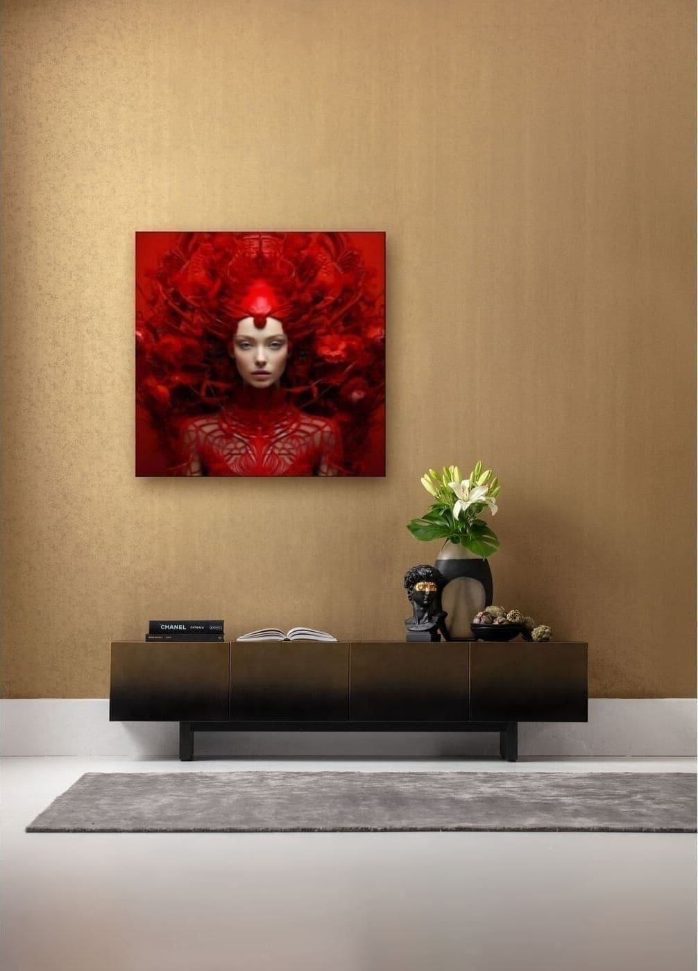 Schilderij Glas Muse Red 120x120cm Kare Design Schilderij 57674
