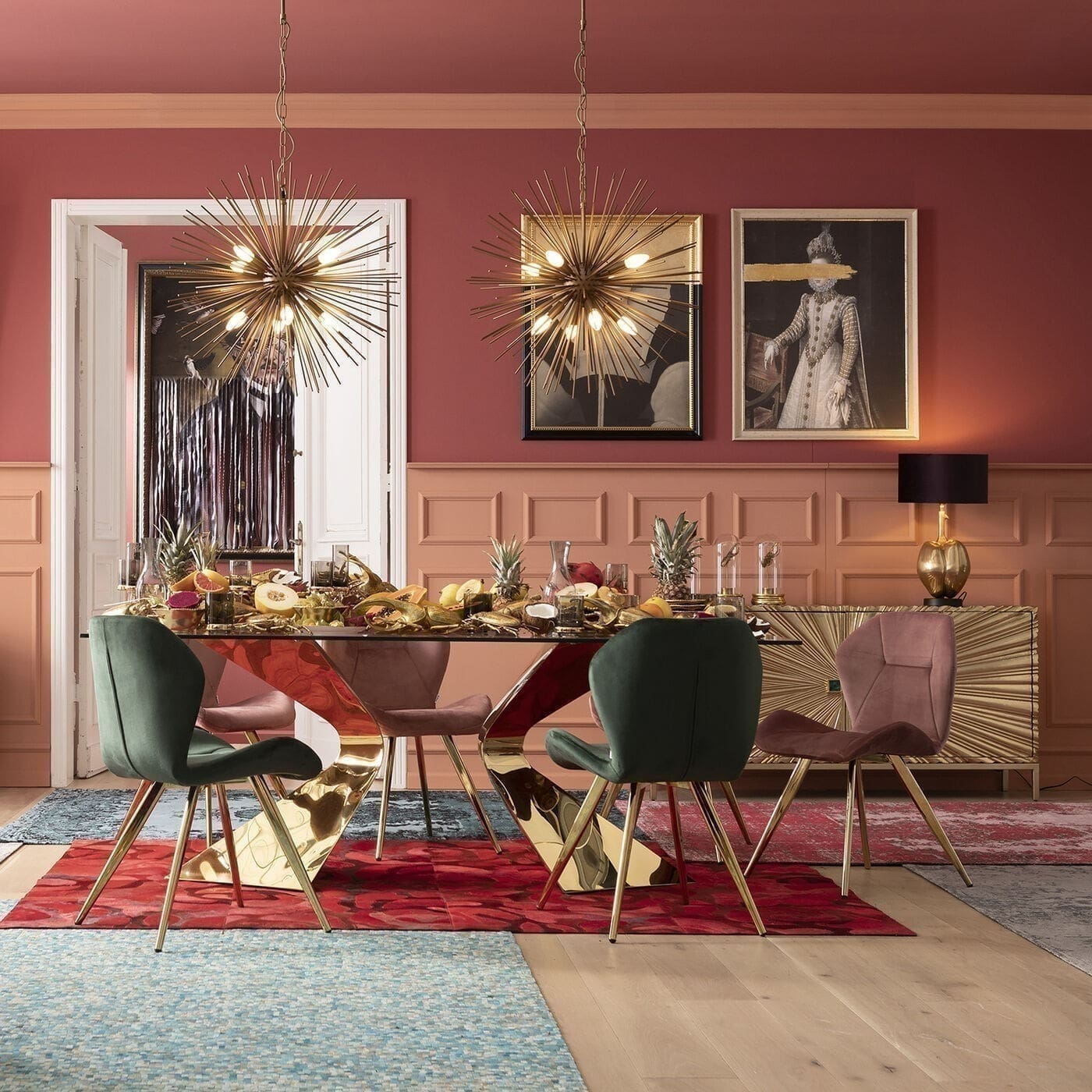 Tafel Gloria Gold 200x100cm Kare Design Eettafel 81543