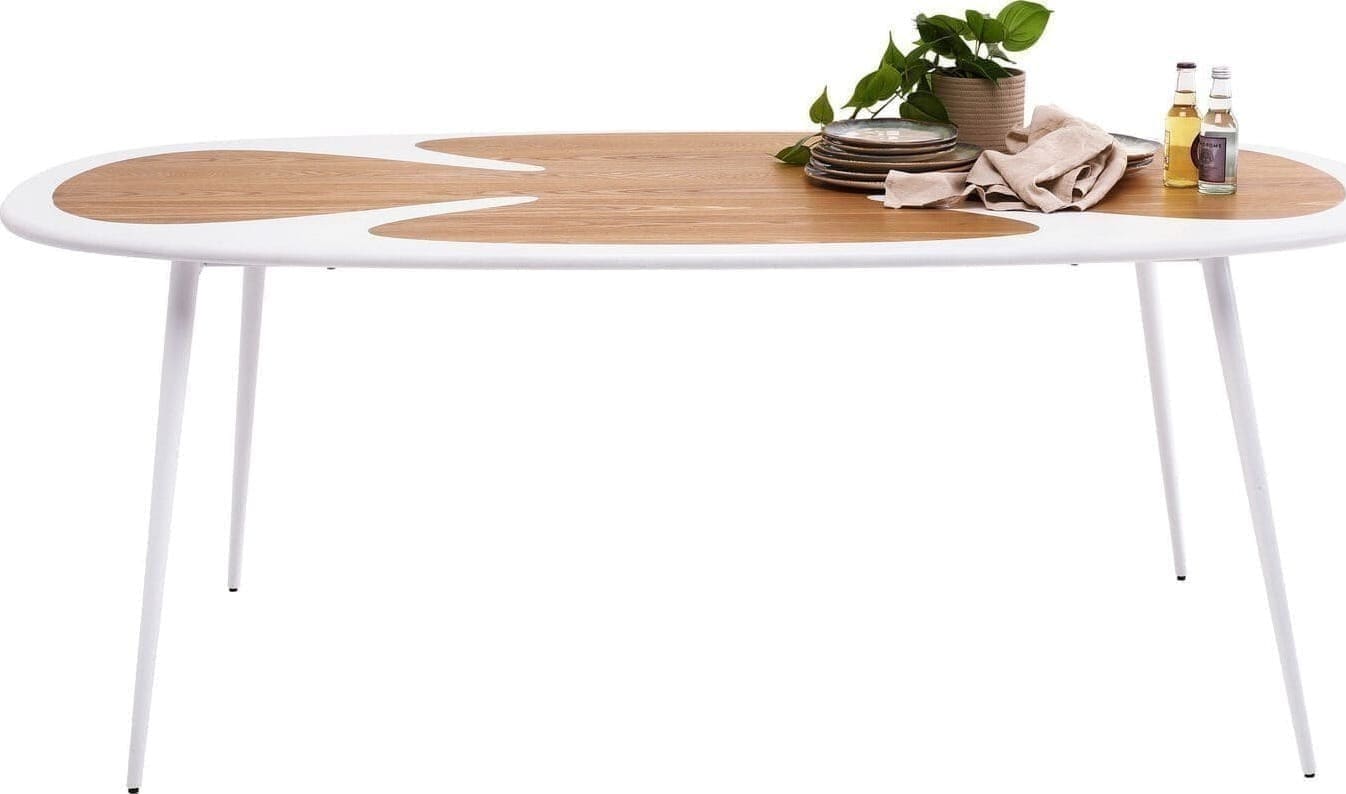 Tafel Petal Nature White 200x100cm Kare Design Eettafel 70857