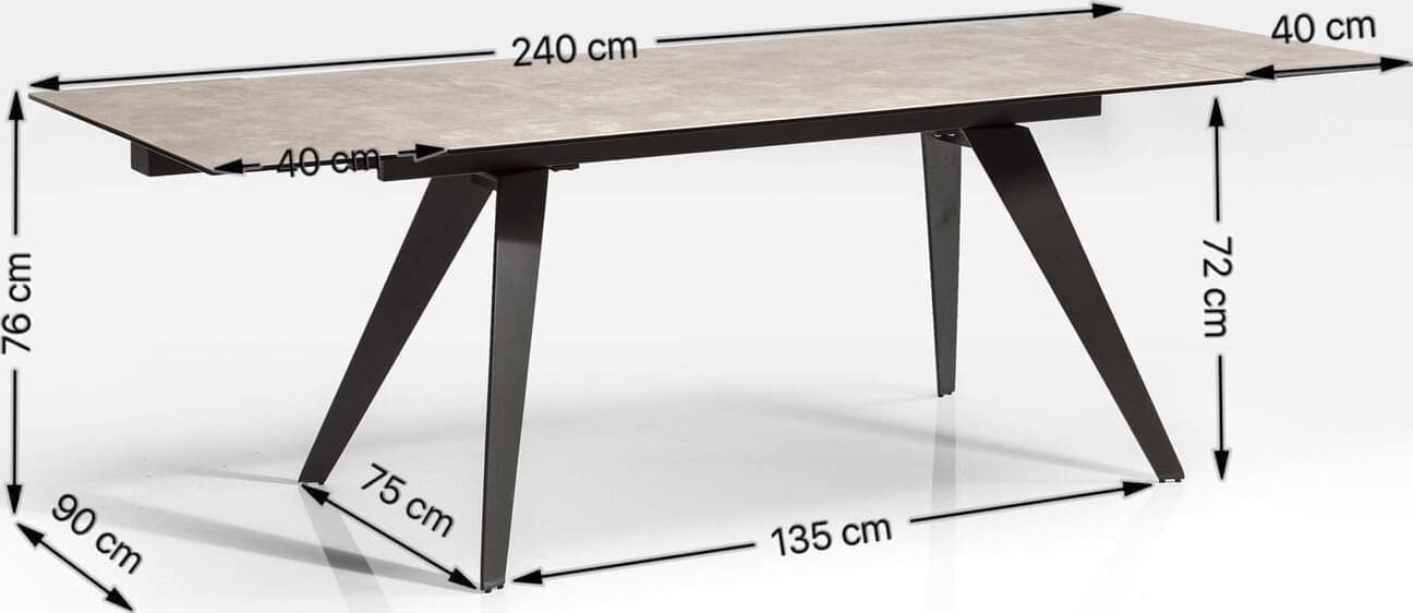 Uitschuiftafel Amsterdam Dark 160(40+40)x90cm Kare Design Uitschuiftafel 82725