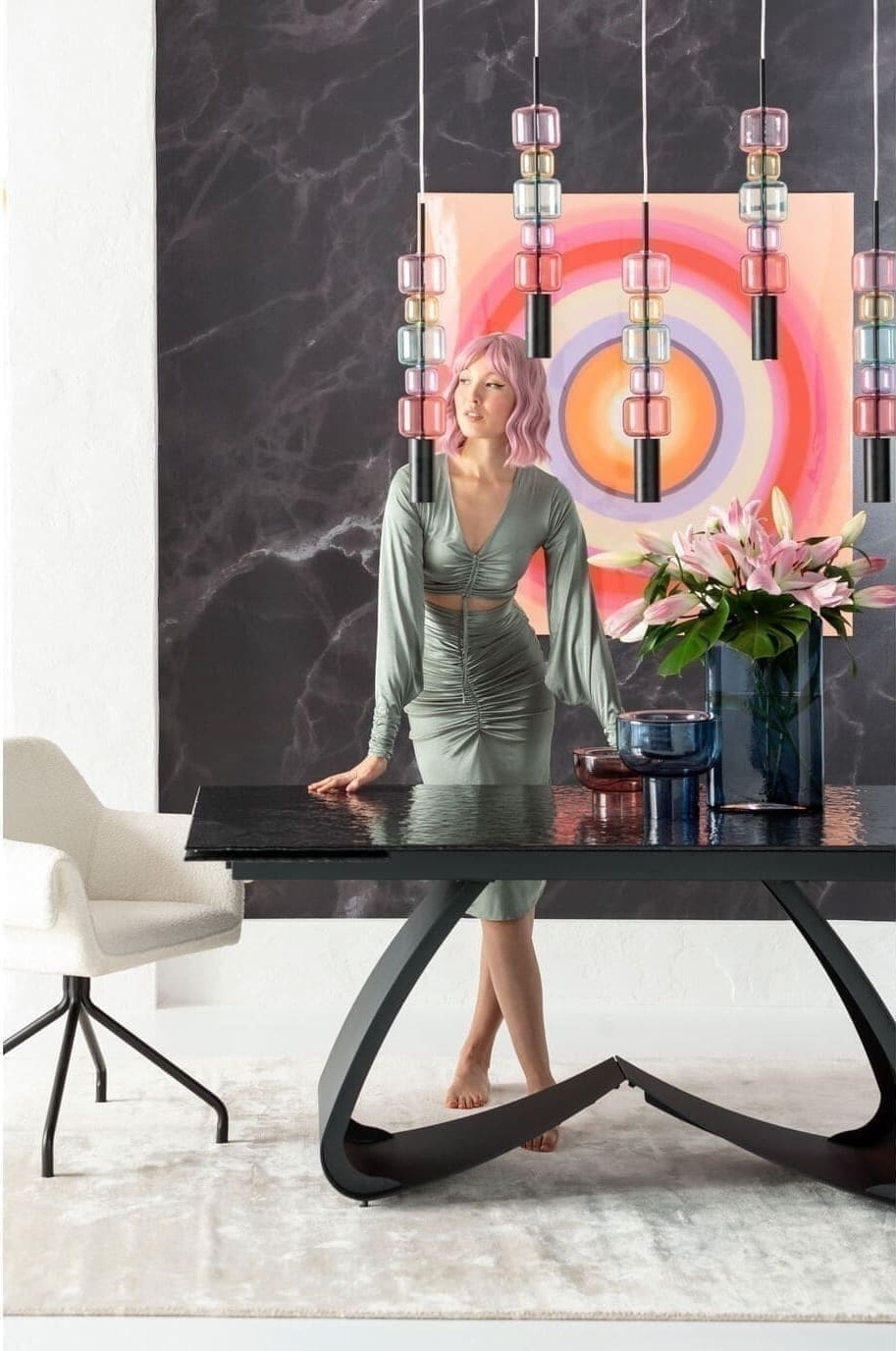 Uitschuiftafel Bellagio Bubble 180(40+40)x98cm Kare Design Uitschuiftafel 87519