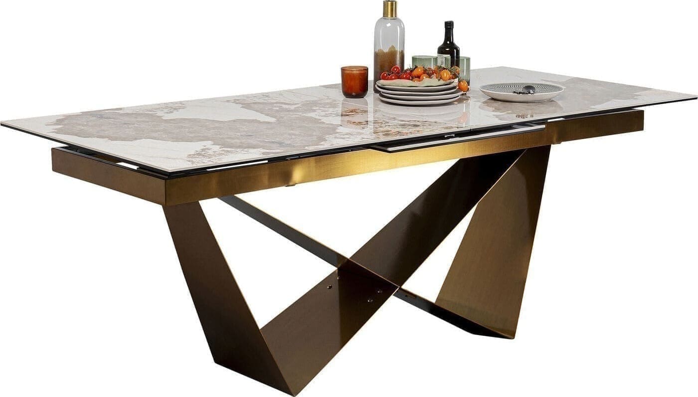 Uitschuiftafel Connesso Brass 200(+60)x90cm Kare Design Uitschuiftafel 87666