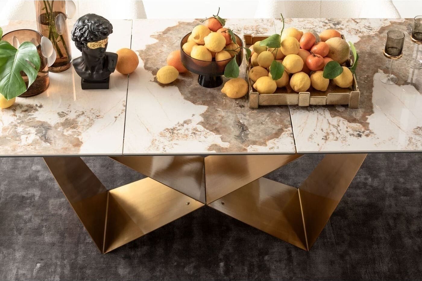 Uitschuiftafel Connesso Brass 200(+60)x90cm Kare Design Uitschuiftafel 87666
