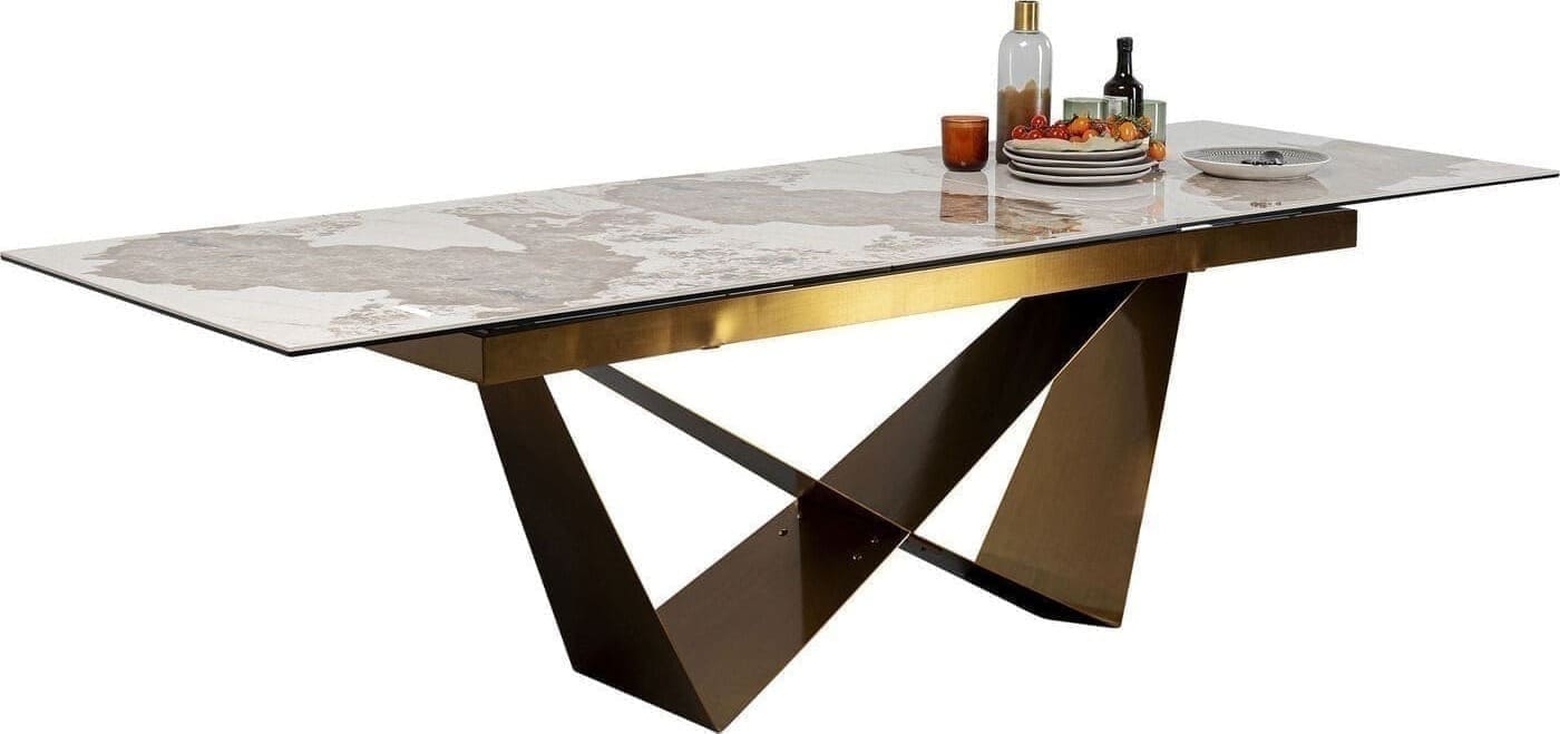 Uitschuiftafel Connesso Brass 200(+60)x90cm Kare Design Uitschuiftafel 87666