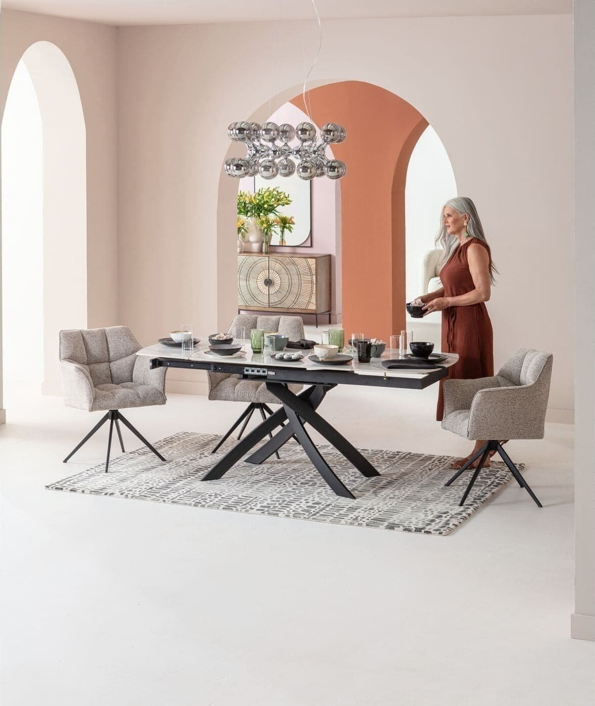 Uitschuiftafel Twist Onyx 120(30+30)x90cm Kare Design Uitschuiftafel 86786