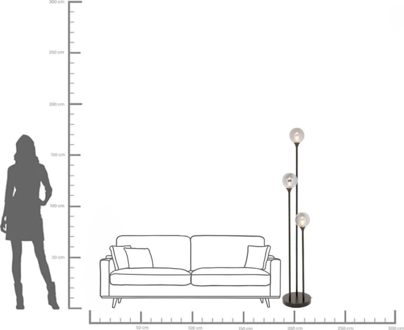 Vloerlamp Al Capone Tre Black 175cm Kare Design Vloerlamp 57460