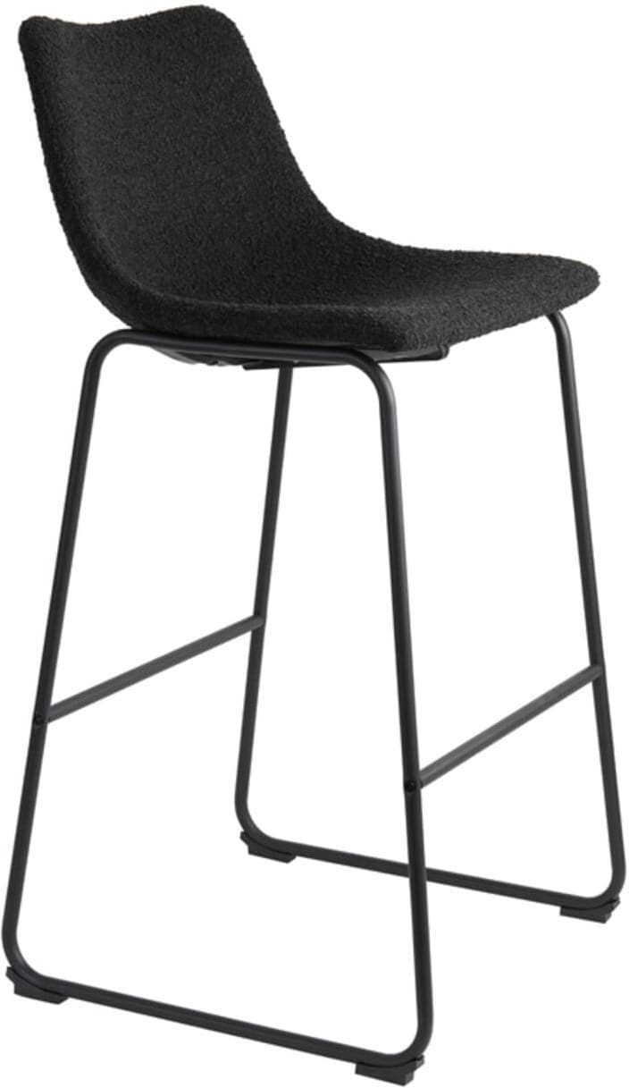 Barkruk Jeddo - Bouclé Zwart-zwart Light & Living Barstoel 6724458