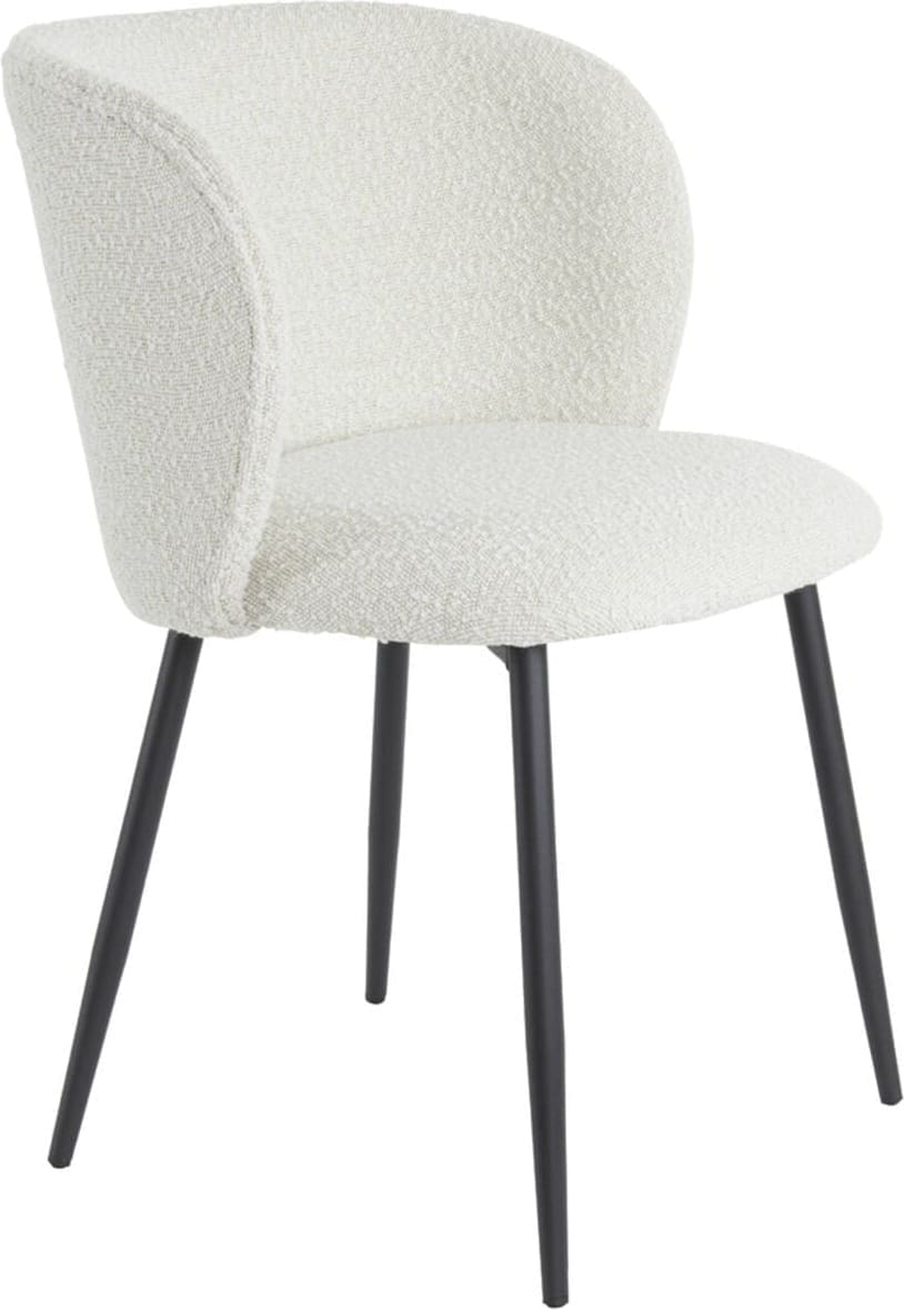 Eetkamerstoel Elyna - Bouclé Crème-mat Zwart Light & Living Eetkamerstoel 6772982