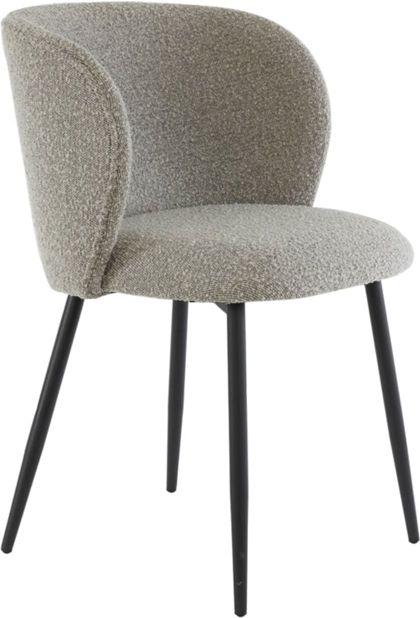 Eetkamerstoel Elyna - Bouclé Grijs Bruin-mat Zwart Light & Living Eetkamerstoel 6772927