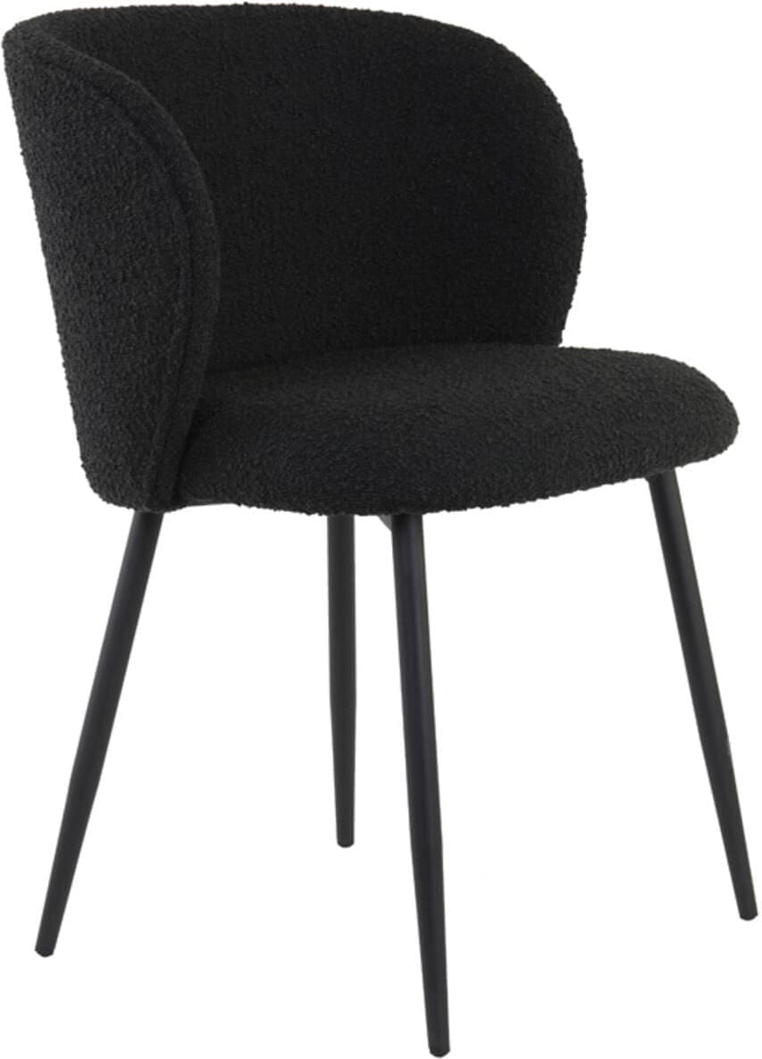 Eetkamerstoel Elyna - Bouclé Zwart-mat Zwart Light & Living Eetkamerstoel 6772912