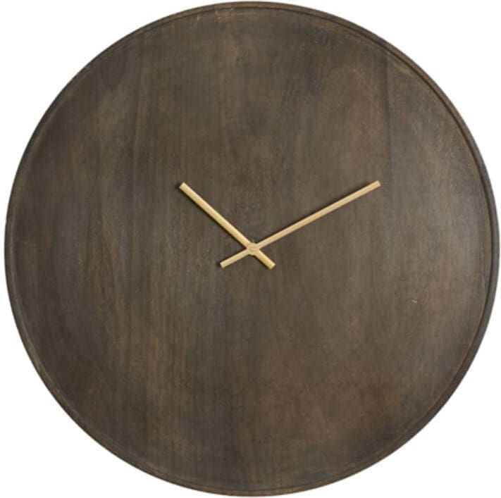 Klok Veti - Mango Hout Donker Bruin+goud Light & Living Klok 7113783