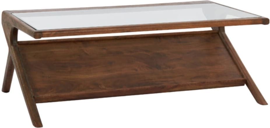 Salontafel Yuki - Acacia Hout Donker Bruin+glas Light & Living Salontafel 6785784