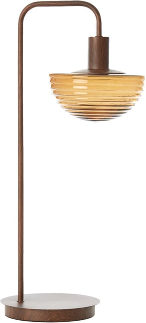 Tafellamp Baylie - Hout Print D Bruin+bruin Glas Light & Living Tafellamp 1891152