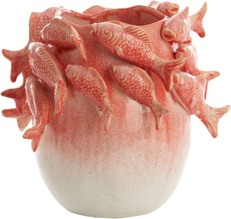 Vaas Fish - Keramiek Koraal+crème Light & Living Vaas 5730937