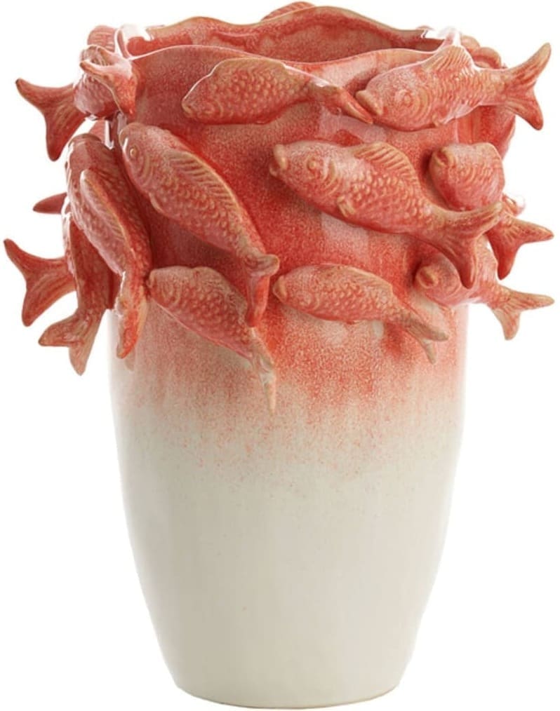 Vaas Fish - Keramiek Koraal+crème Light & Living Vaas 5731037