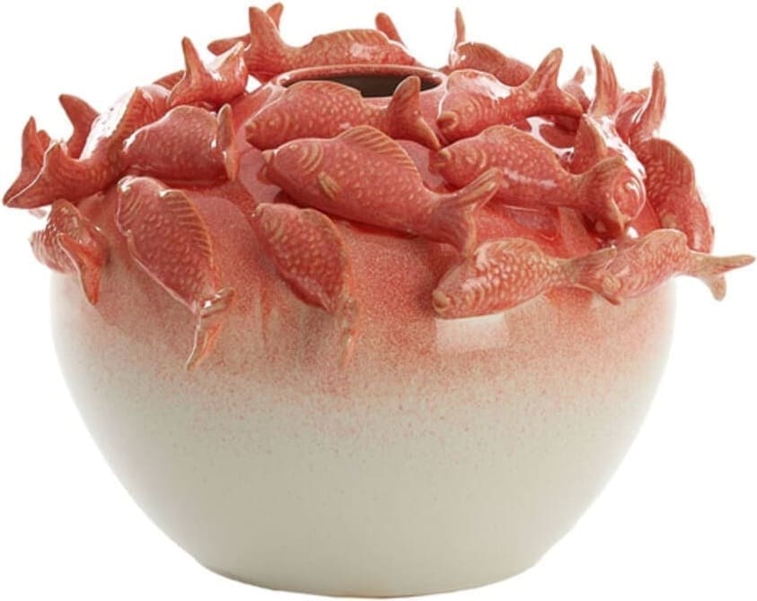 Vaas Fish - Keramiek Koraal+crème Light & Living Vaas 5731137