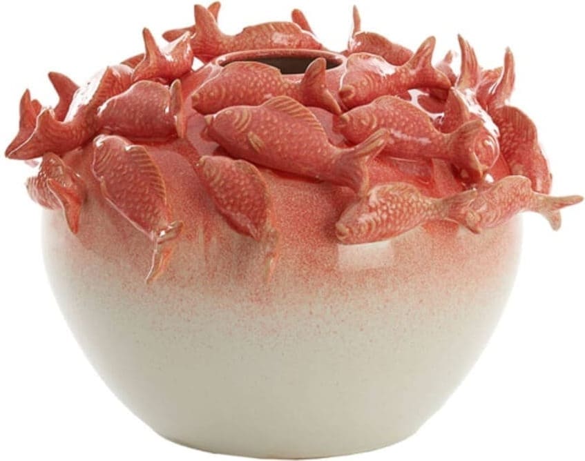 Vaas Fish - Keramiek Koraal+crème Light & Living Vaas 5731137